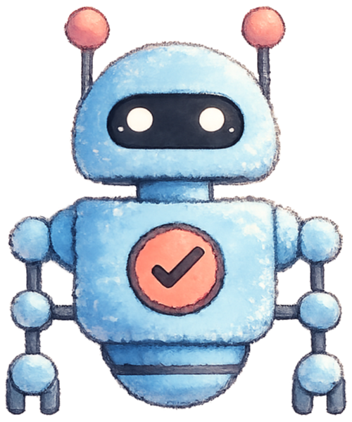 A soft, hand-painted bot mark for BrrainzBot on a bright background.